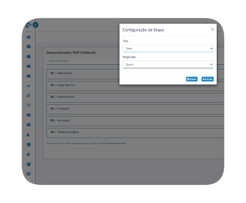 Gestão de etapas do processo seletivo
